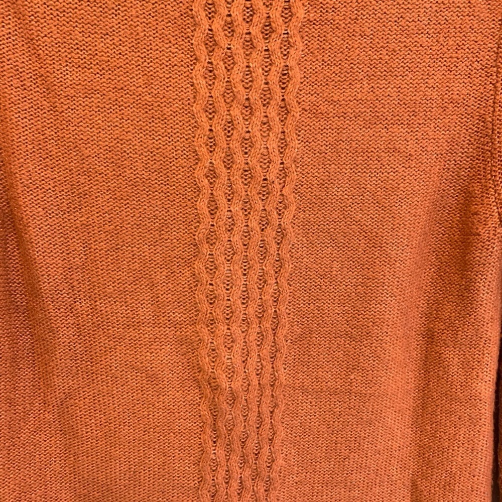 😍 - Season Wind-Burnt Orange Sweater Dress -Navy Blue neckline detail -Sz M … - Picture 10 of 10